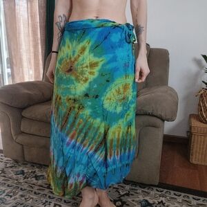 Gypsy Rose Tie-Dye Wrap Maxi Skirt One Size